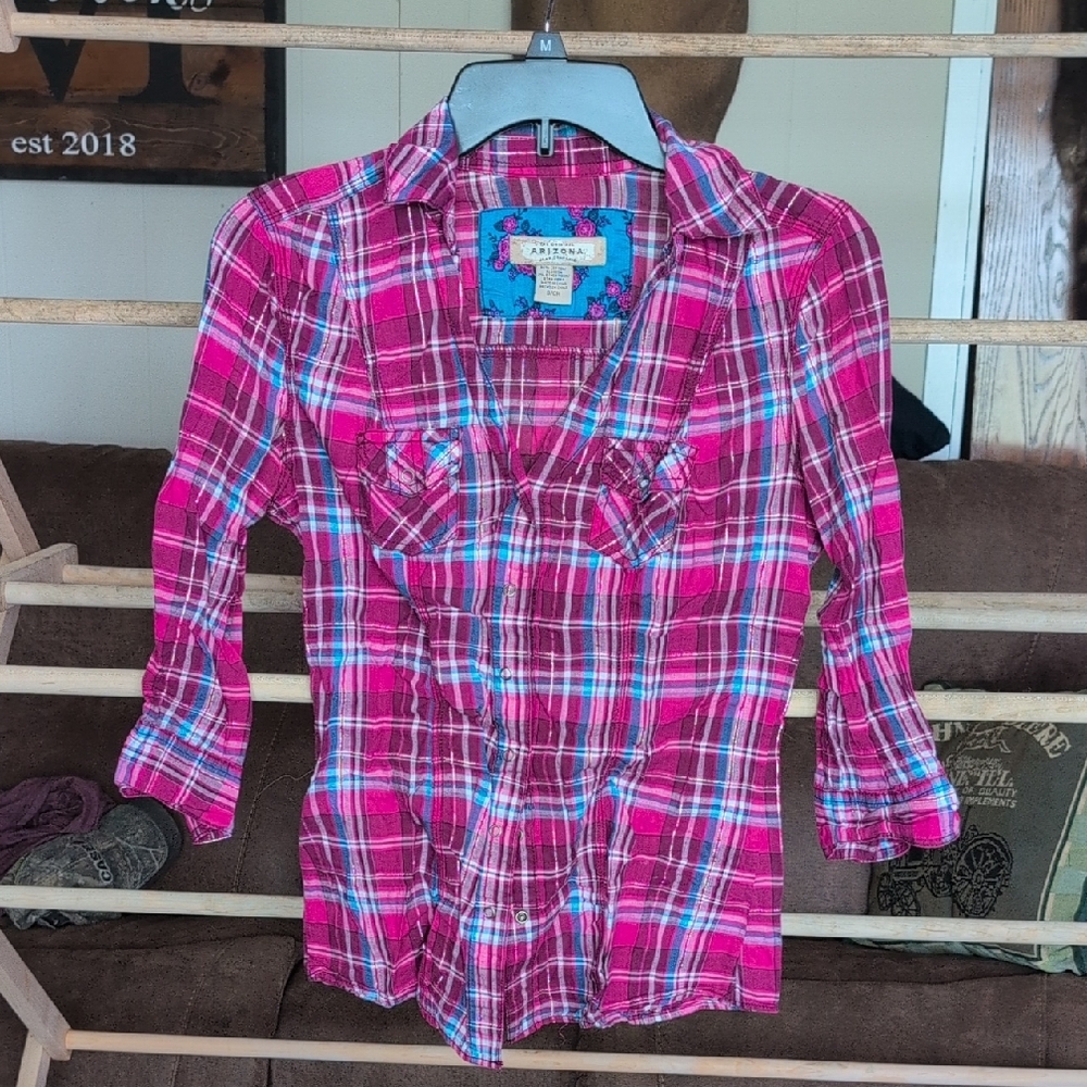 Arizona Jean Company Pink and Blue Button Down Shirt